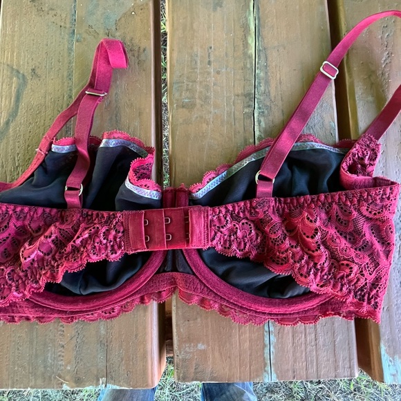 BEZIER  DARK RED LACE BRA NO PADDING, 34D - Picture 3 of 6